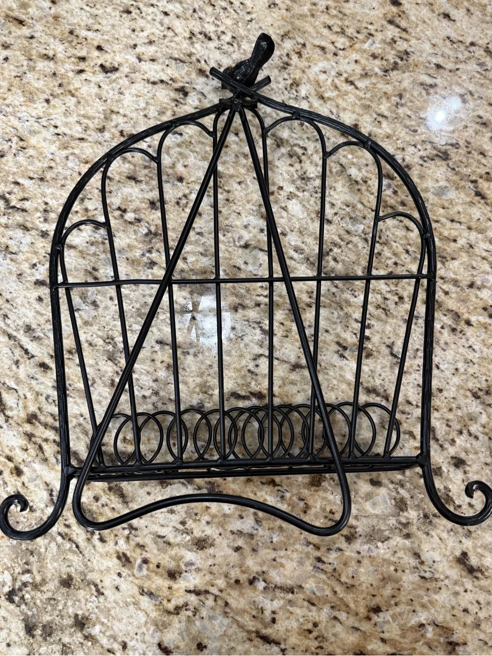 Black Wrought Iron Metal Bird Cookbook Holder Cookbook Stand